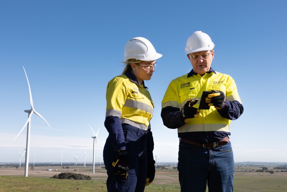 Stanwell employees at wind farm