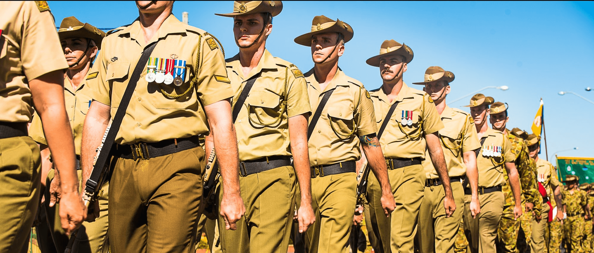 Steve Kuhl marching on Anzac Day