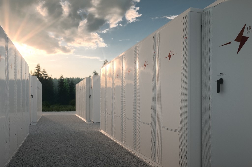 Tesla batteries lined up